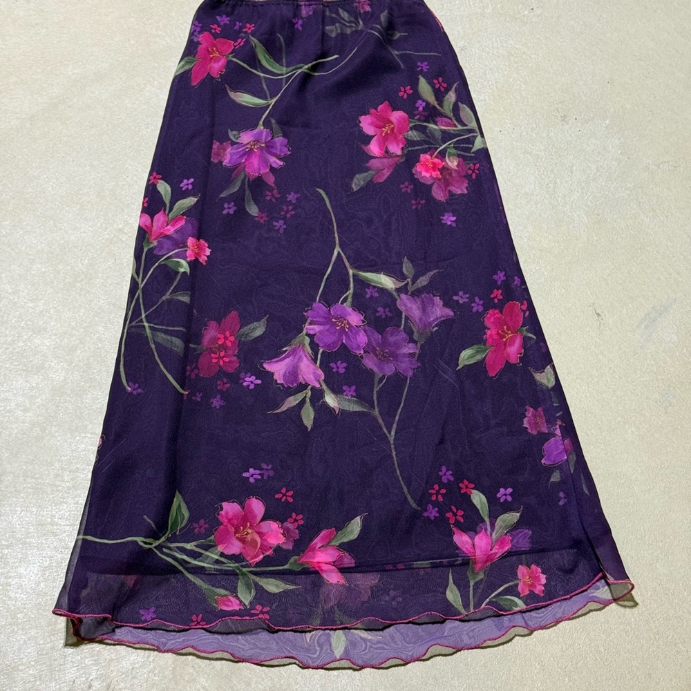 JUST KIDDING by La Belle Purple and Pink Floral Skirt